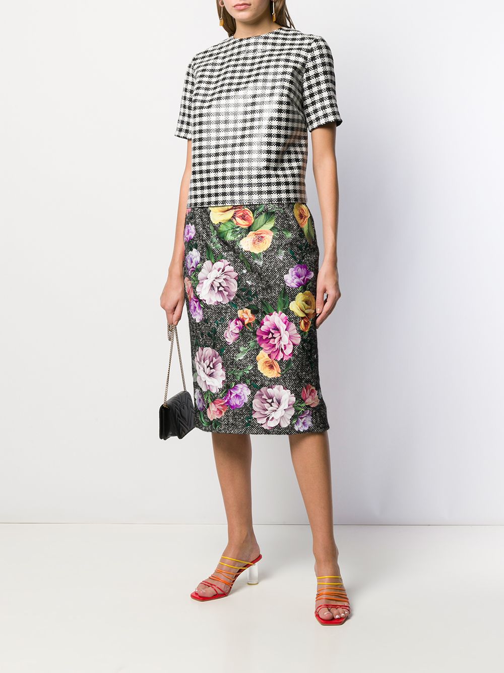 фото Dolce & gabbana твидовая юбка с цветочным принтом