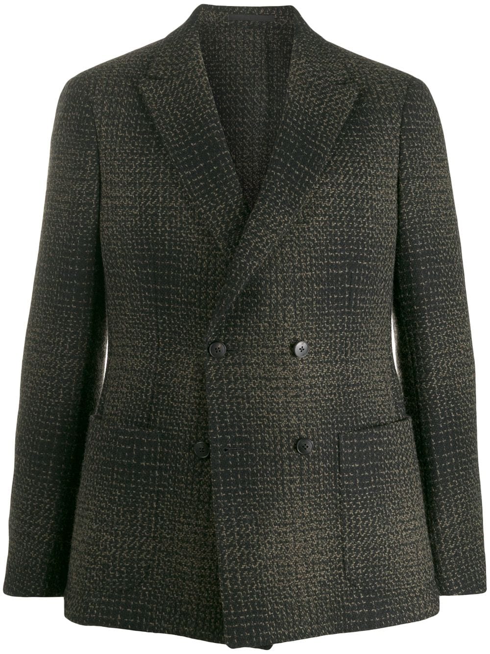 Z Zegna Fitted Double-breasted Blazer In Black