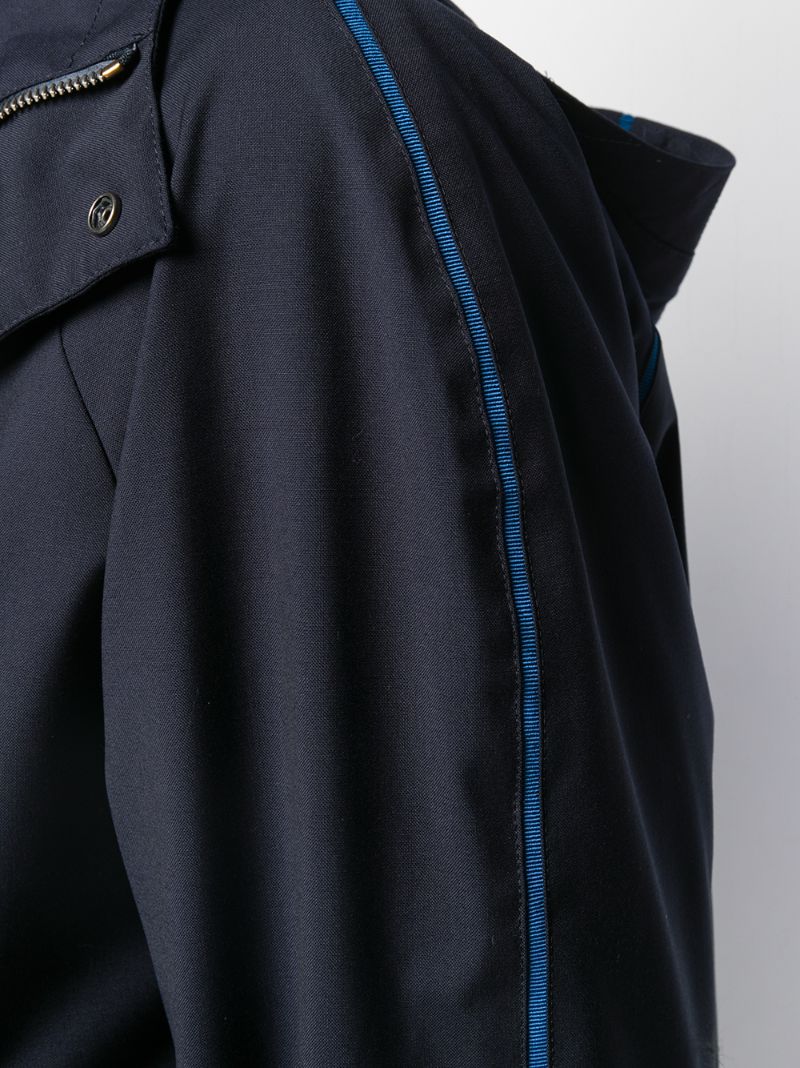 Shop Paul Smith Side Stripe Detail Parka In Blue