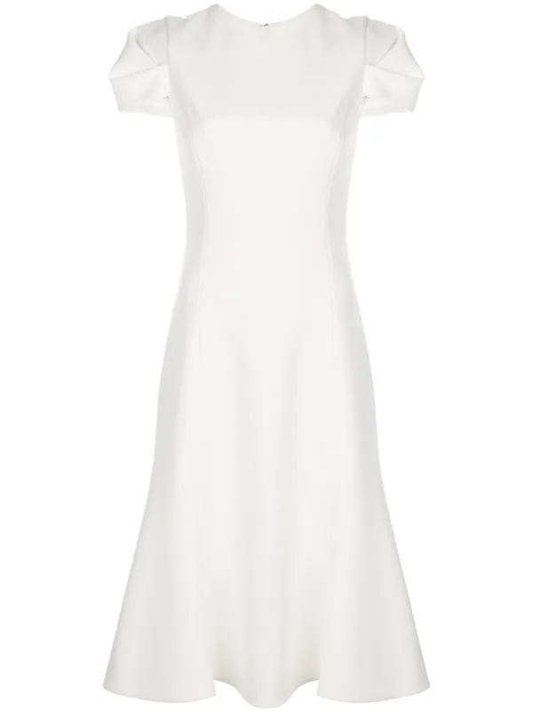 white short sleeve midi dress