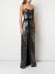 Marchesa Notte metallic strapless split-front gown