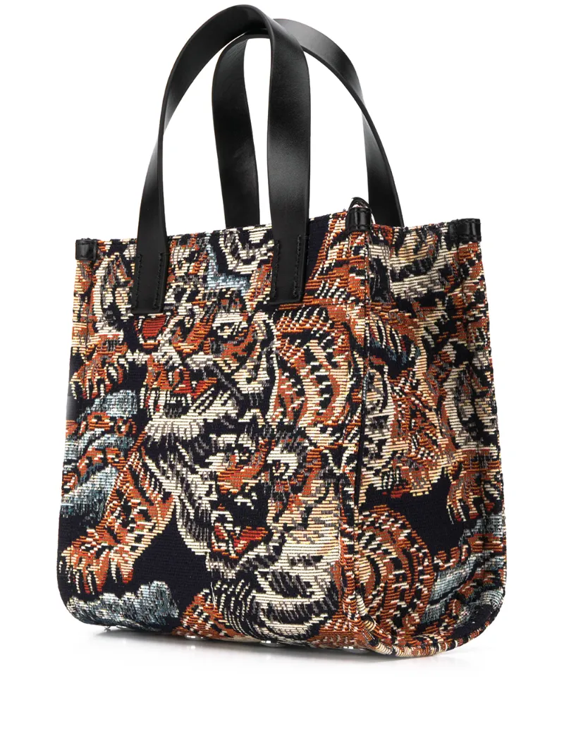 Kenzo Jungle Flying Tiger Jacquard Tote Bag In Black ModeSens