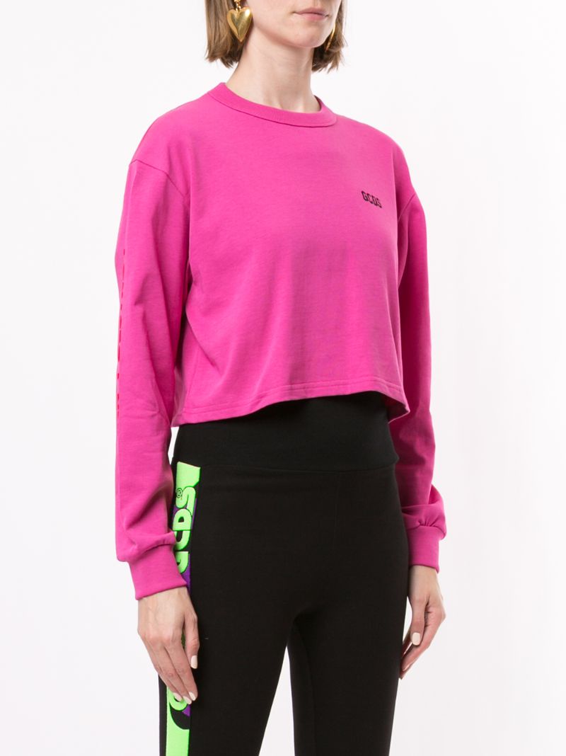 Shop Gcds Cropped Sweatshirt In Pink