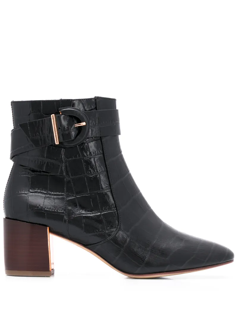 Click to view more detailed imagery on our partner's website Sophia Webster Croc Embossed Ankle Boots In Black