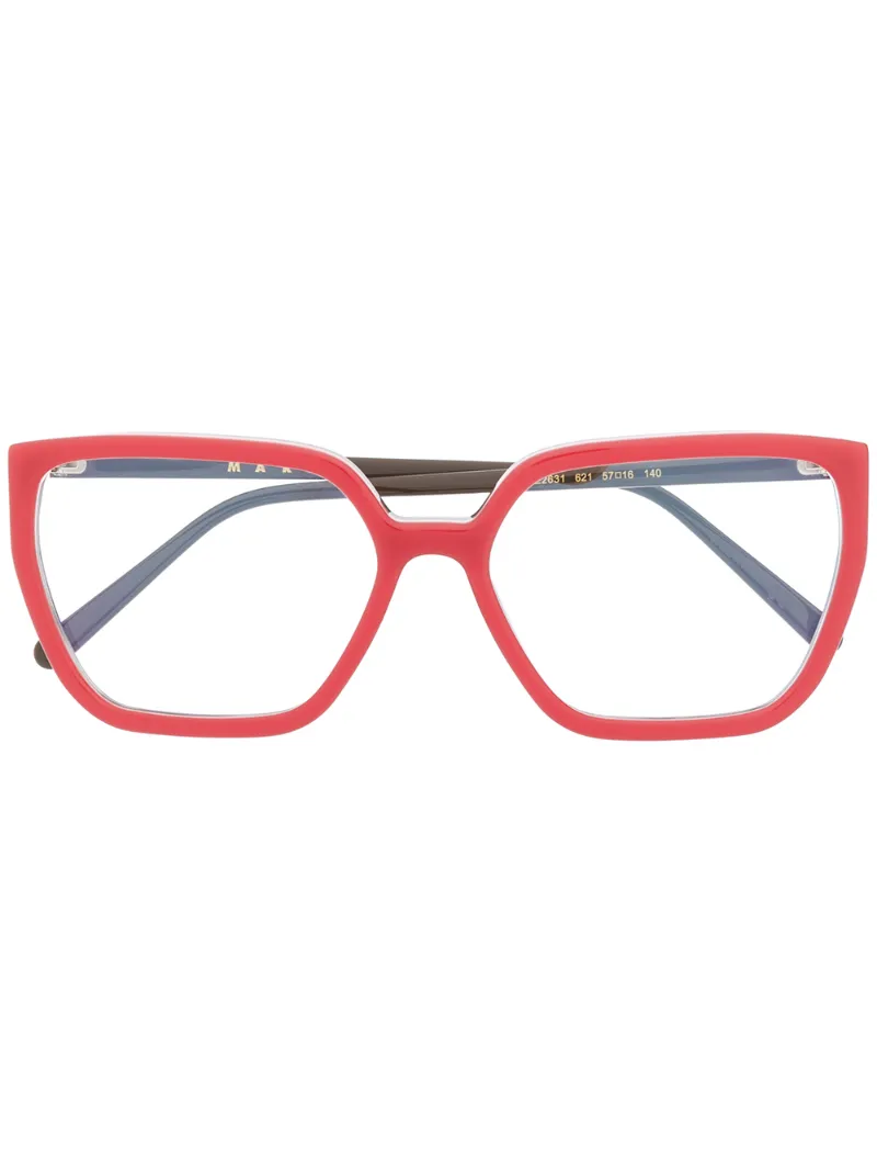 Marni Eyewear Colour-block Square Glasses In Red