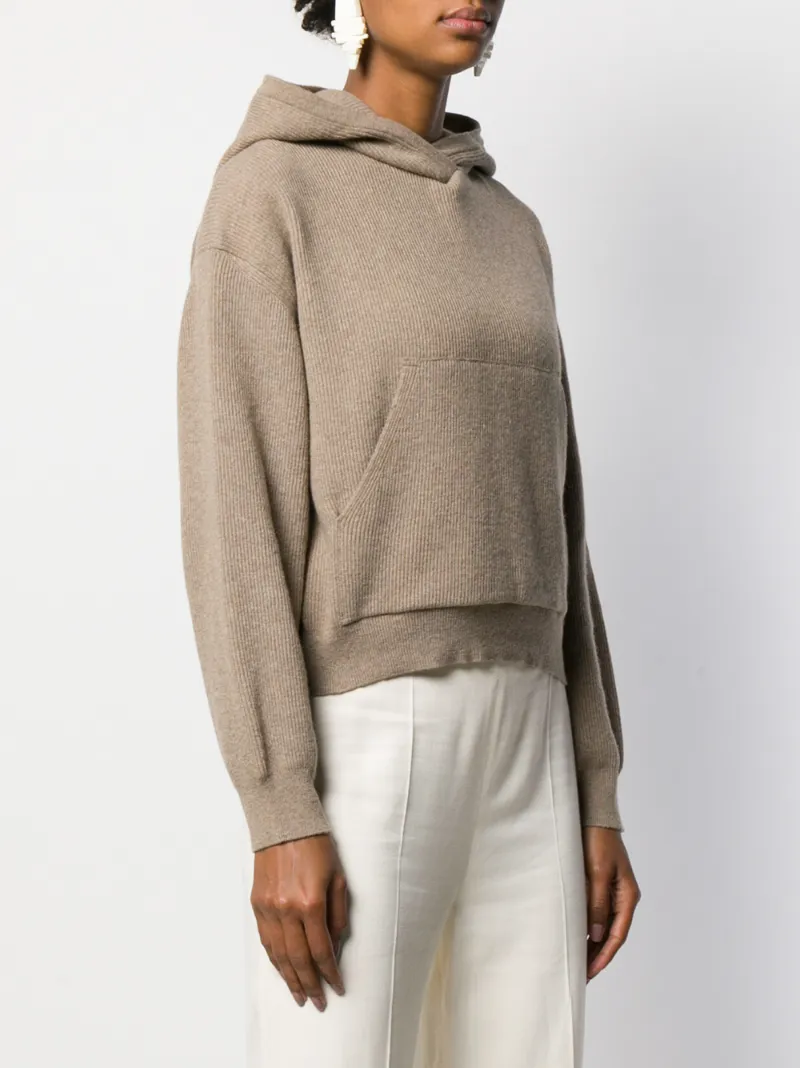 Nanushka Mog Ribbed Hoodie In Neutrals ModeSens