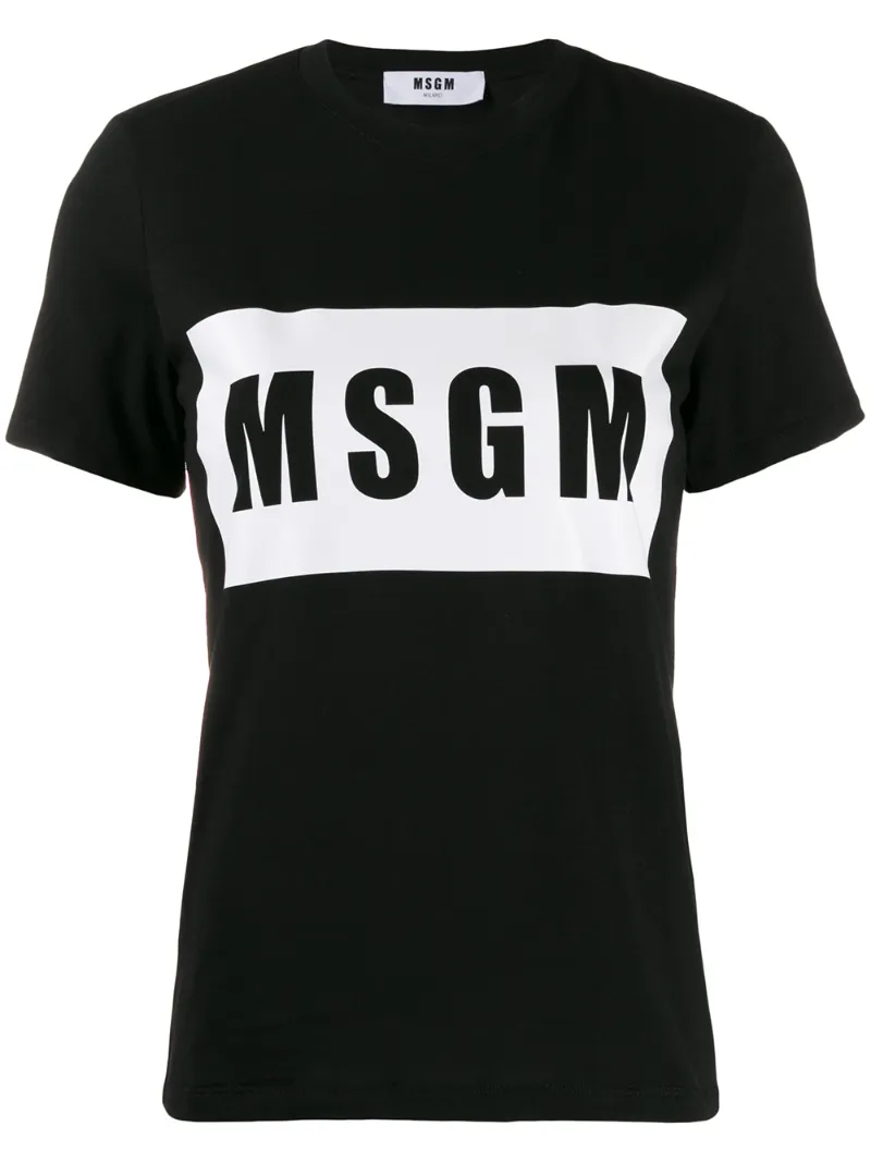 Msgm Box Logo T Shirt In Black ModeSens msgm-box-logo-t-shirt-in-black-modesens