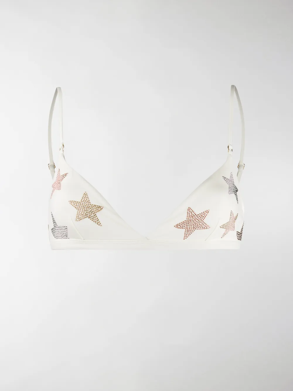 Stella Mccartney Star-embellished Bikini Top In Neutrals