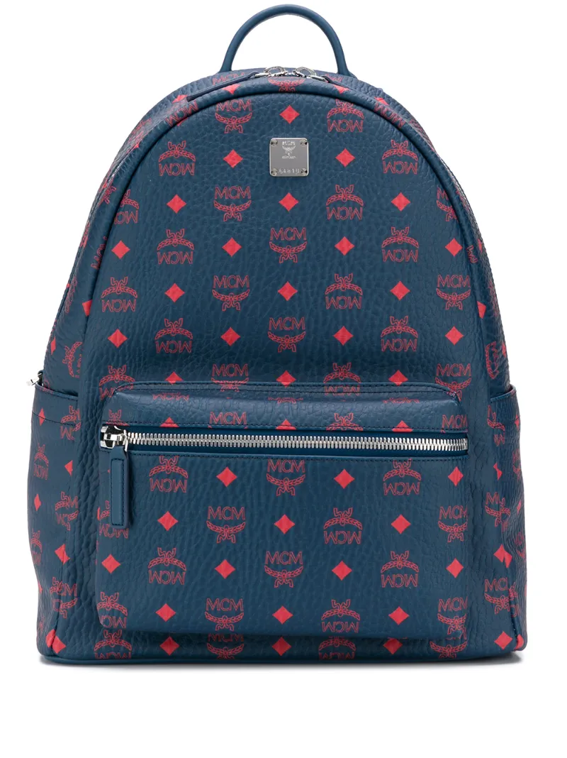 blue and red mcm bag