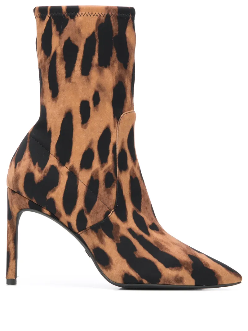 STUART WEITZMAN 'WREN' SOCK-BOOTS IM LEO-LOOK