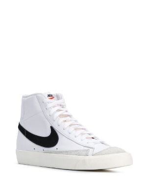 white nike shoes with black swoosh high top