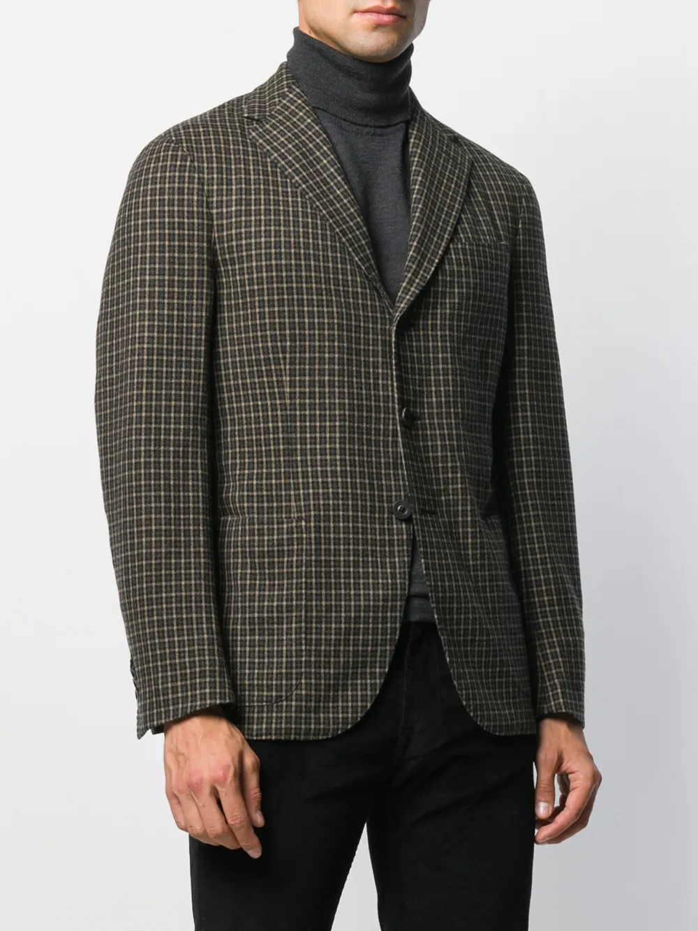  The Gigi Single-breasted Checked Blazer - Green 