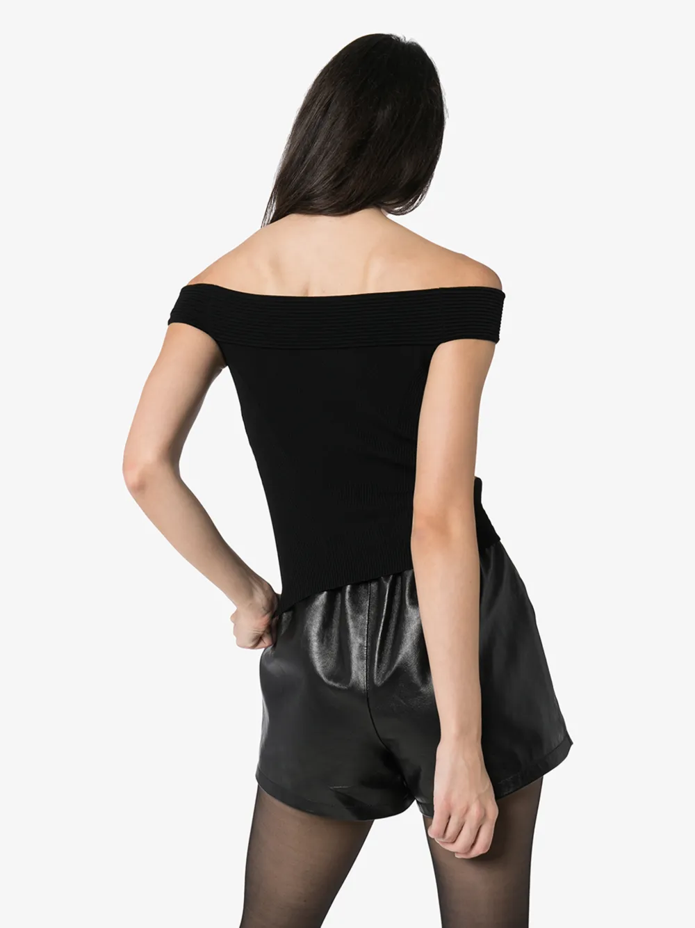 ALEXANDER MCQUEEN OFF-THE-SHOULDER KNIT TOP,610726Q1AMA14570414