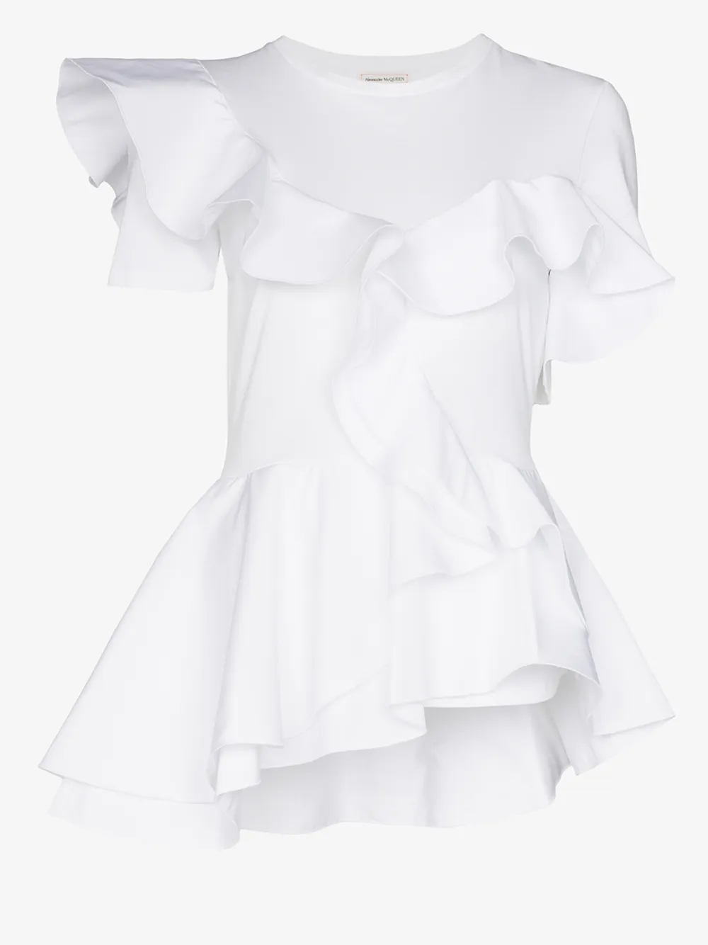 ALEXANDER MCQUEEN RUFFLED COTTON T-SHIRT,607102QLAAA14570472