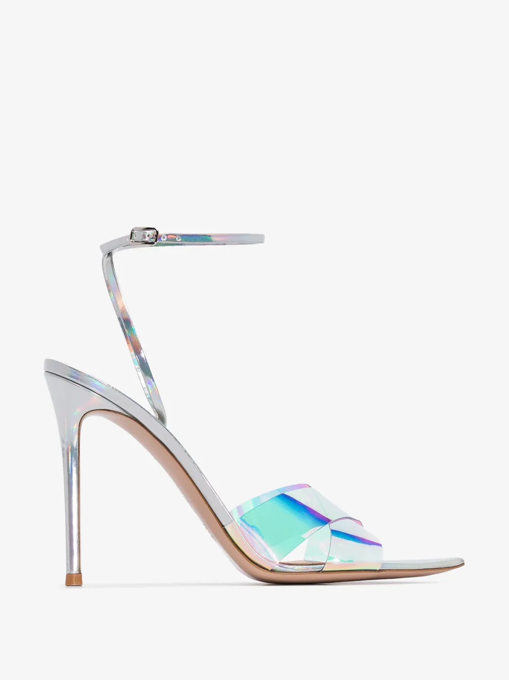 gianvito rossi leather & plexi stark ankle strap sandals