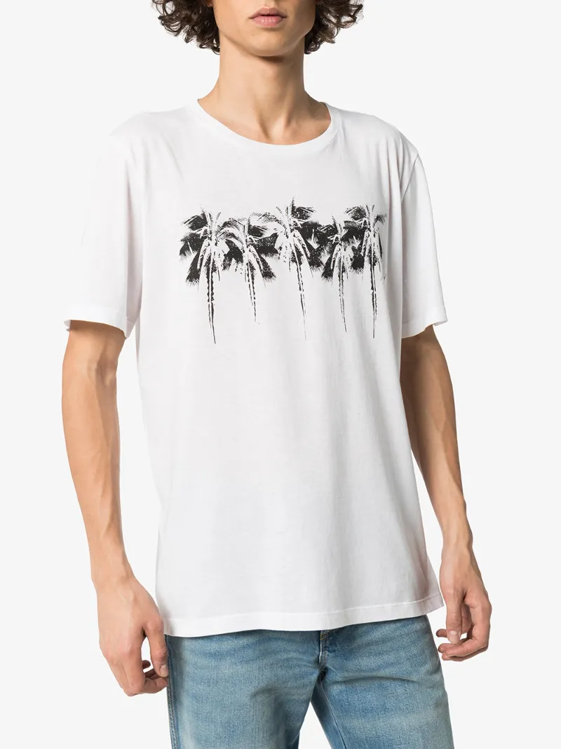 SAINT LAURENT palm tree print T-shirt