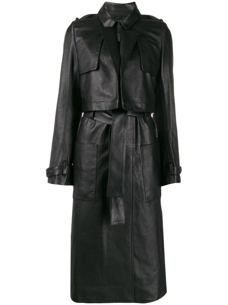Rta Harlow Belted Trench Coat In Black | ModeSens