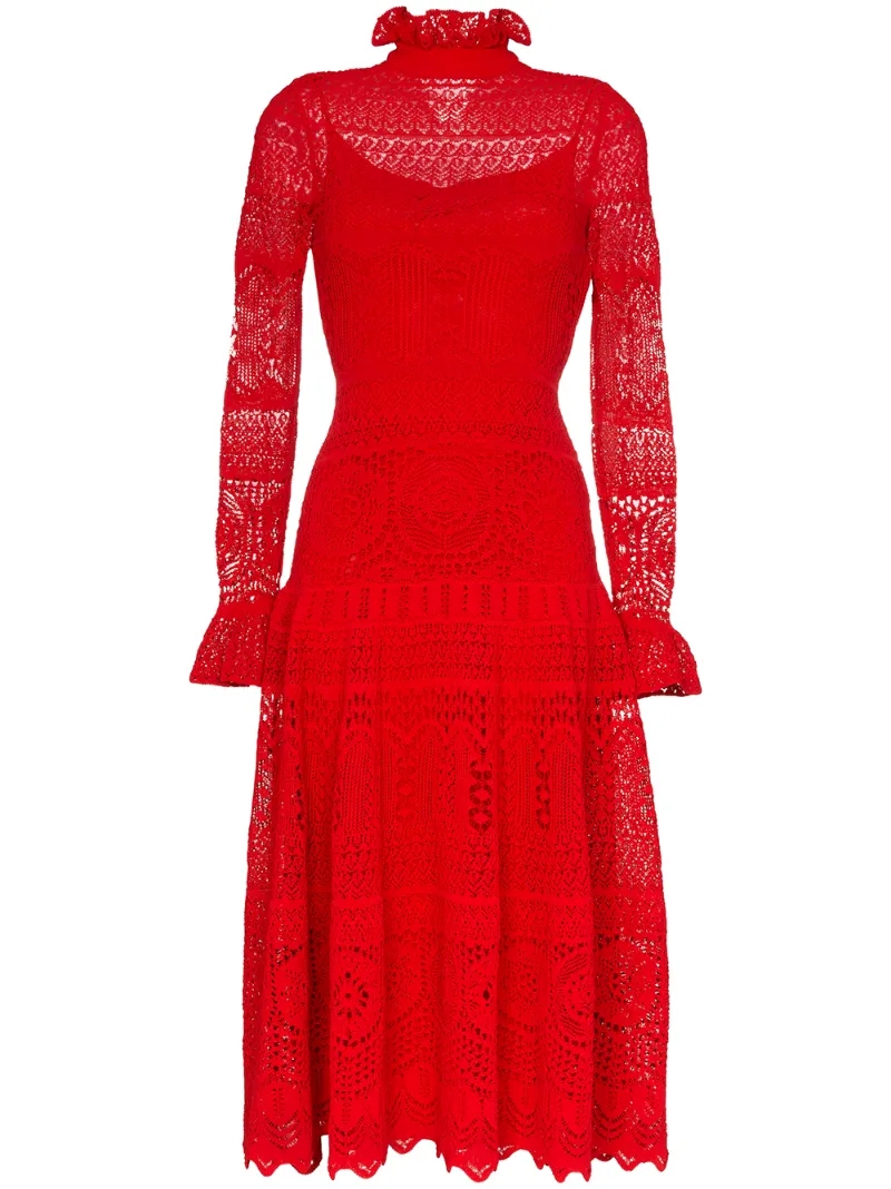 ALEXANDER MCQUEEN pointelle lace midi dress