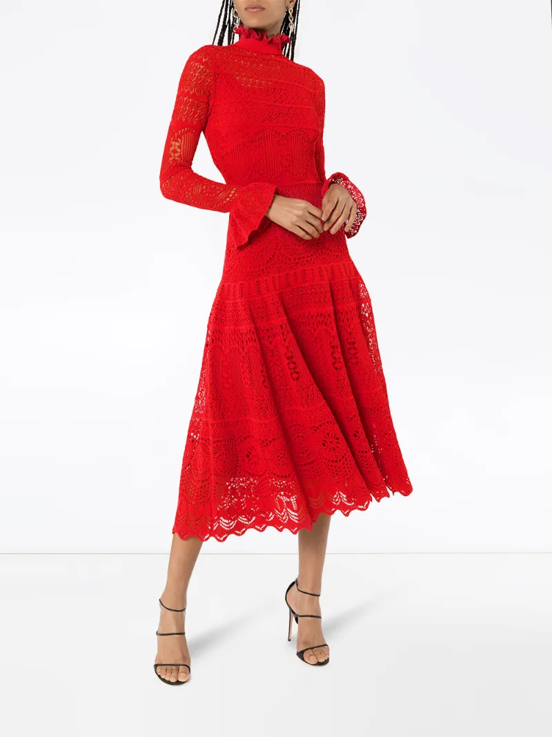 ALEXANDER MCQUEEN pointelle lace midi dress