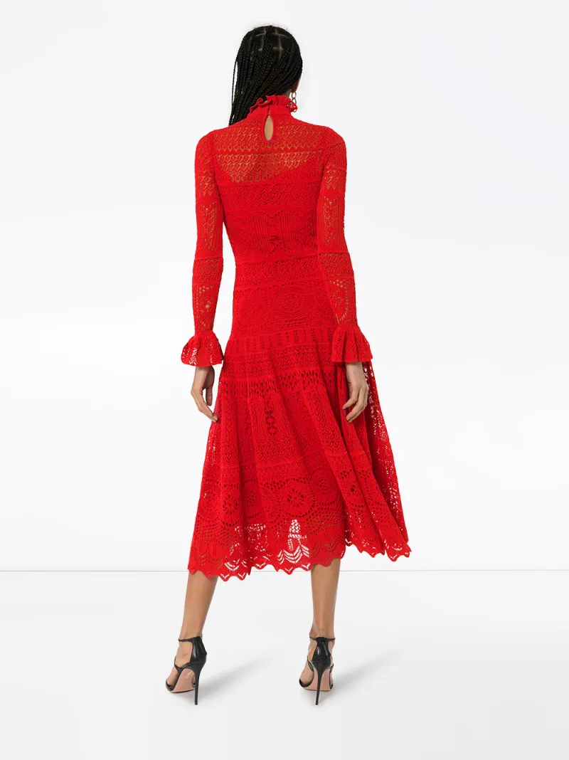 ALEXANDER MCQUEEN pointelle lace midi dress