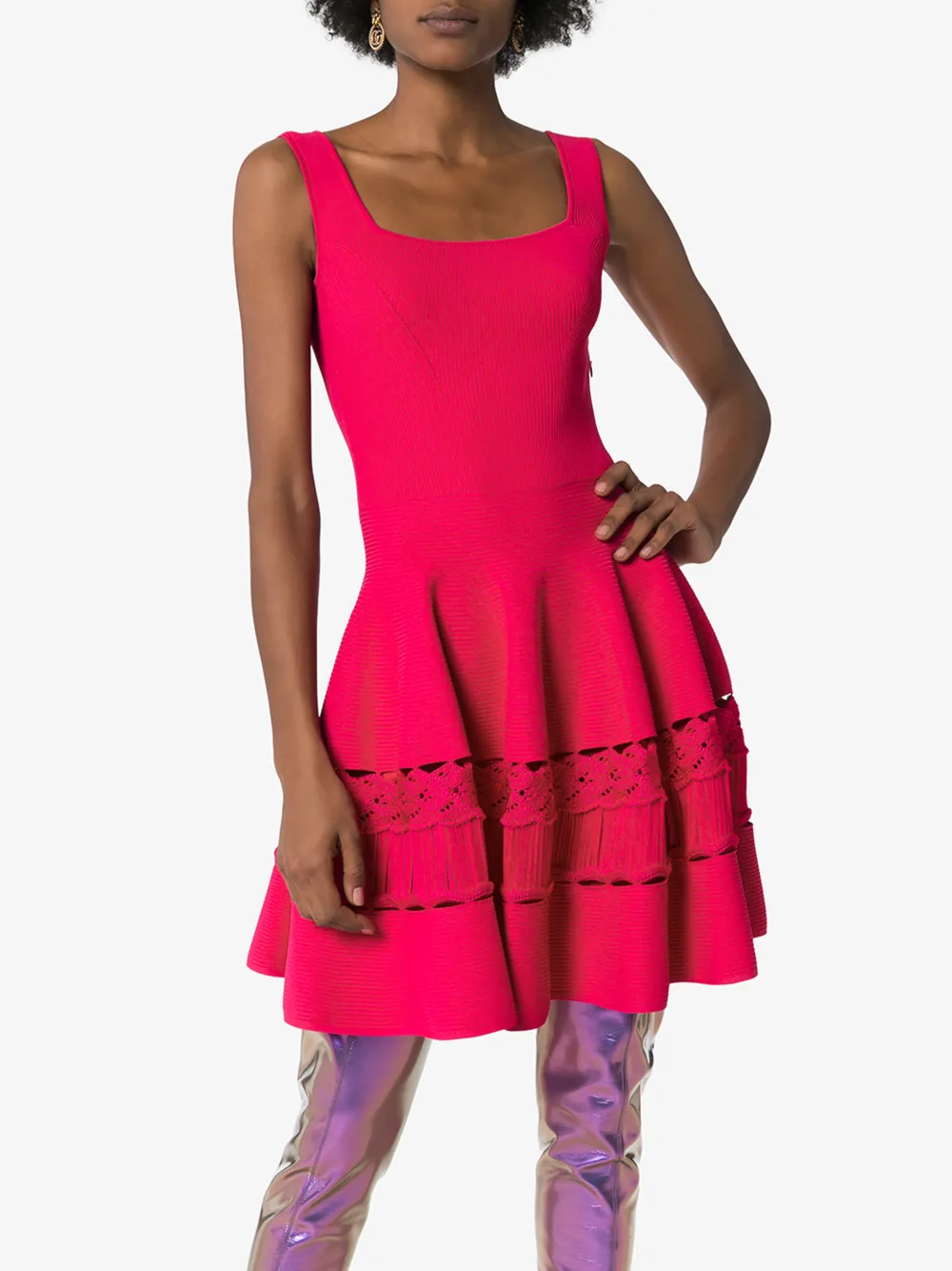 ALEXANDER MCQUEEN ALEXANDER MCQUEEN WOMENS PINK CROCHET KNIT DRESS,610723Q1AL714571170