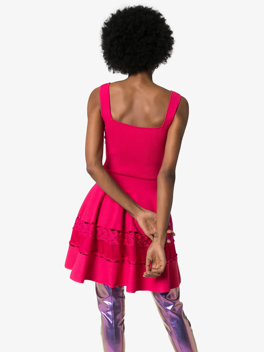 ALEXANDER MCQUEEN ALEXANDER MCQUEEN WOMENS PINK CROCHET KNIT DRESS,610723Q1AL714571170
