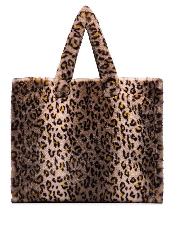 faux fur leopard print bag