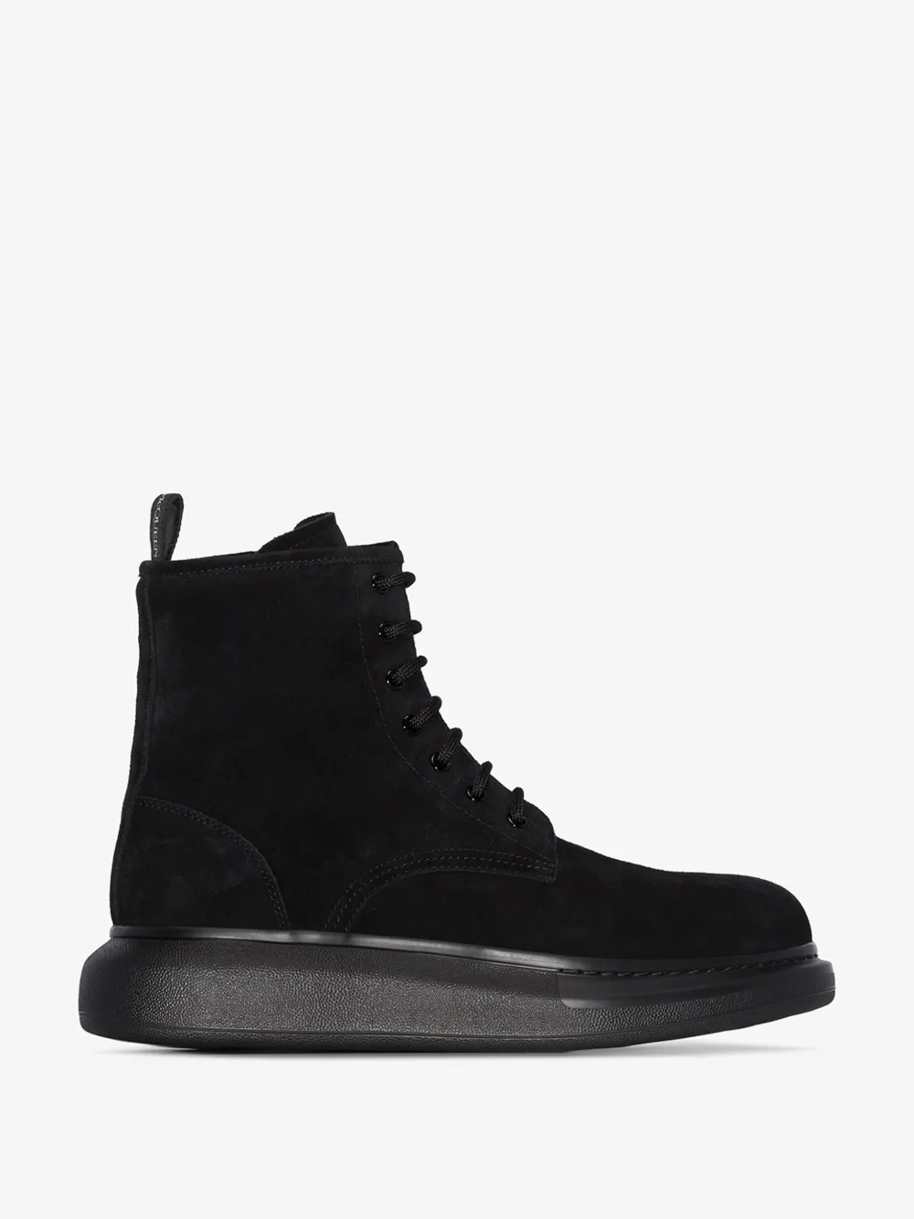 ALEXANDER MCQUEEN BLACK HYBRID LACE-UP BOOTS,586191WHXK114571918
