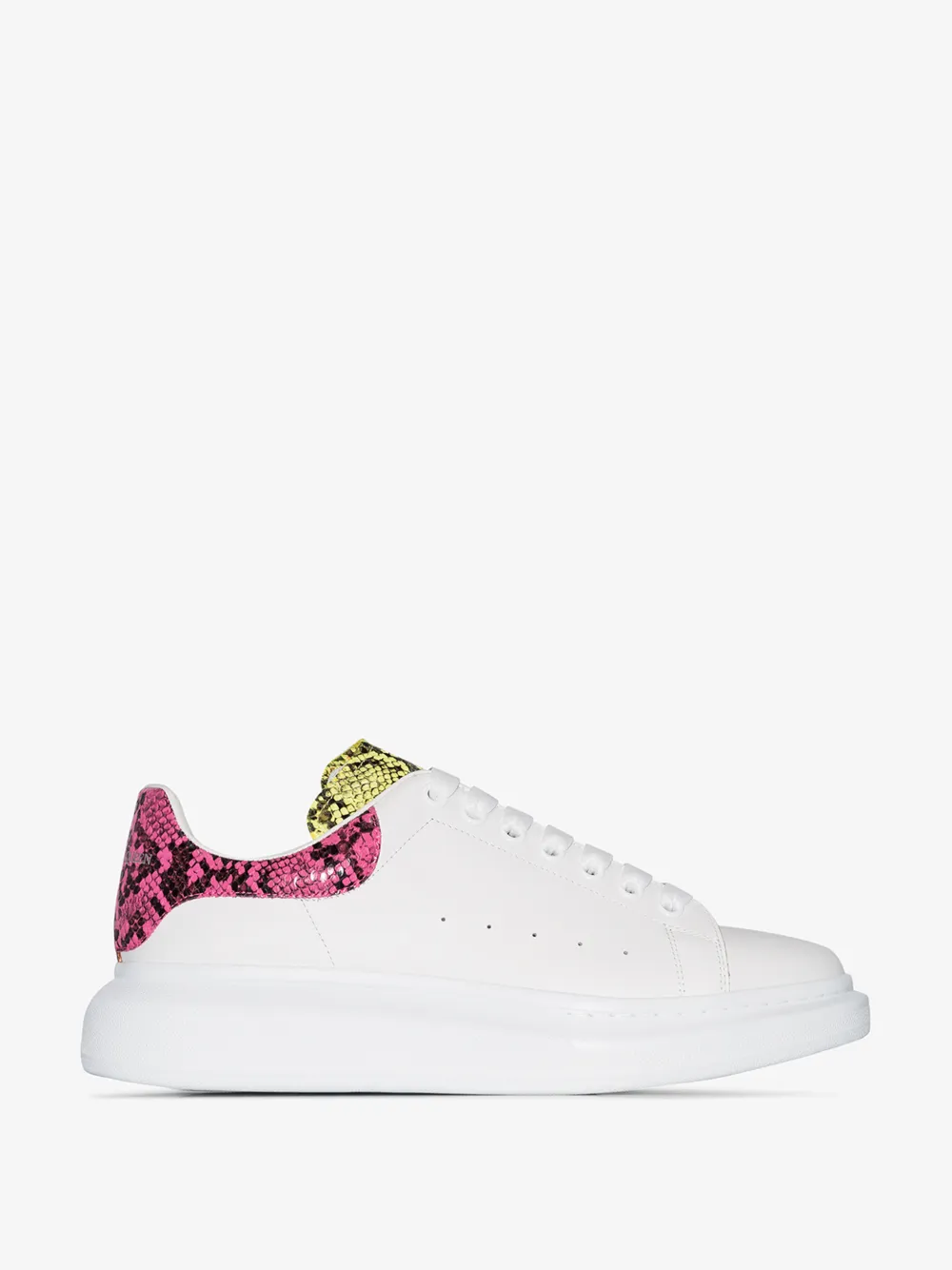 Alexander Mcqueen Oversized Snakeskin-effect Detail Sneakers In White