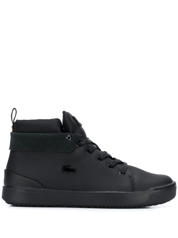 women's black leather high top sneakers