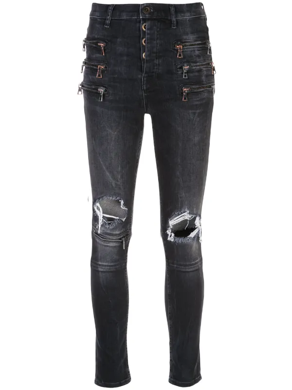 black skinny jeans with hole in knee