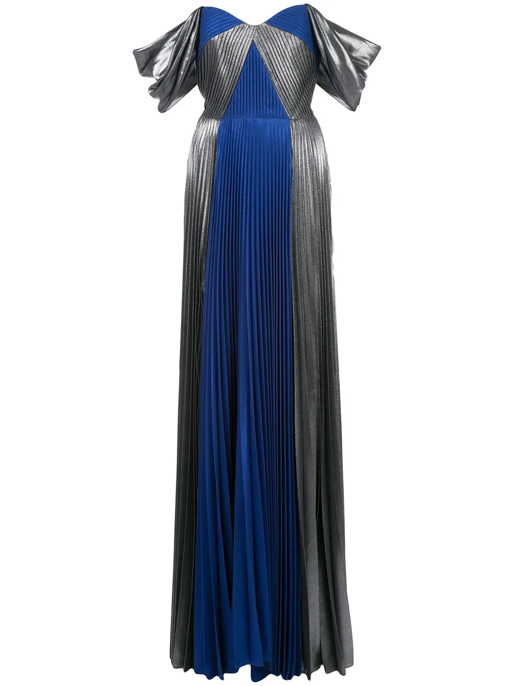pleated metallic gown | Marchesa Notte 