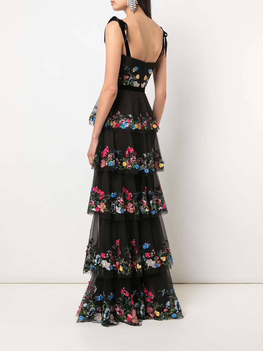 фото Marchesa notte вечернее платье с цветочной вышивкой