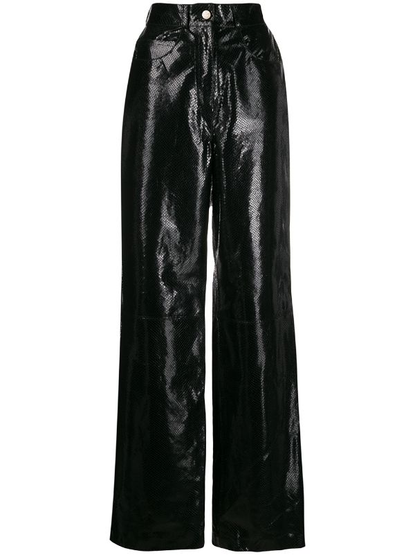 black leather effect trousers