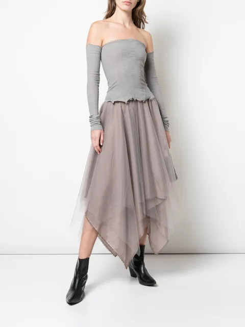 MARC LE BIHAN ASYMMETRIC HEM SILK SKIRT