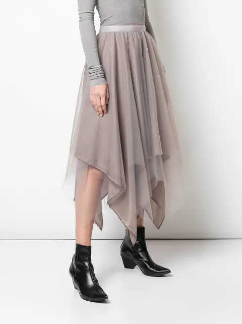 MARC LE BIHAN ASYMMETRIC HEM SILK SKIRT