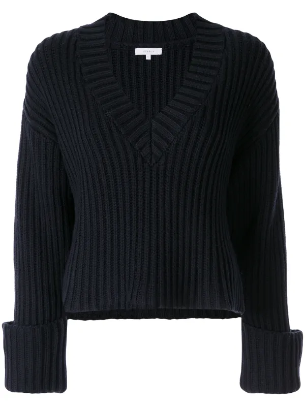 v neck ribbed jumper