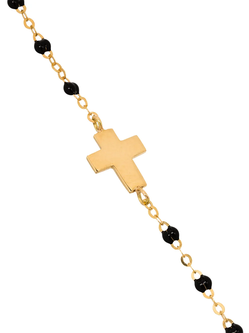 Shop Gigi Clozeau 18kt Yellow Gold Beaded Cross Bracelet In Black