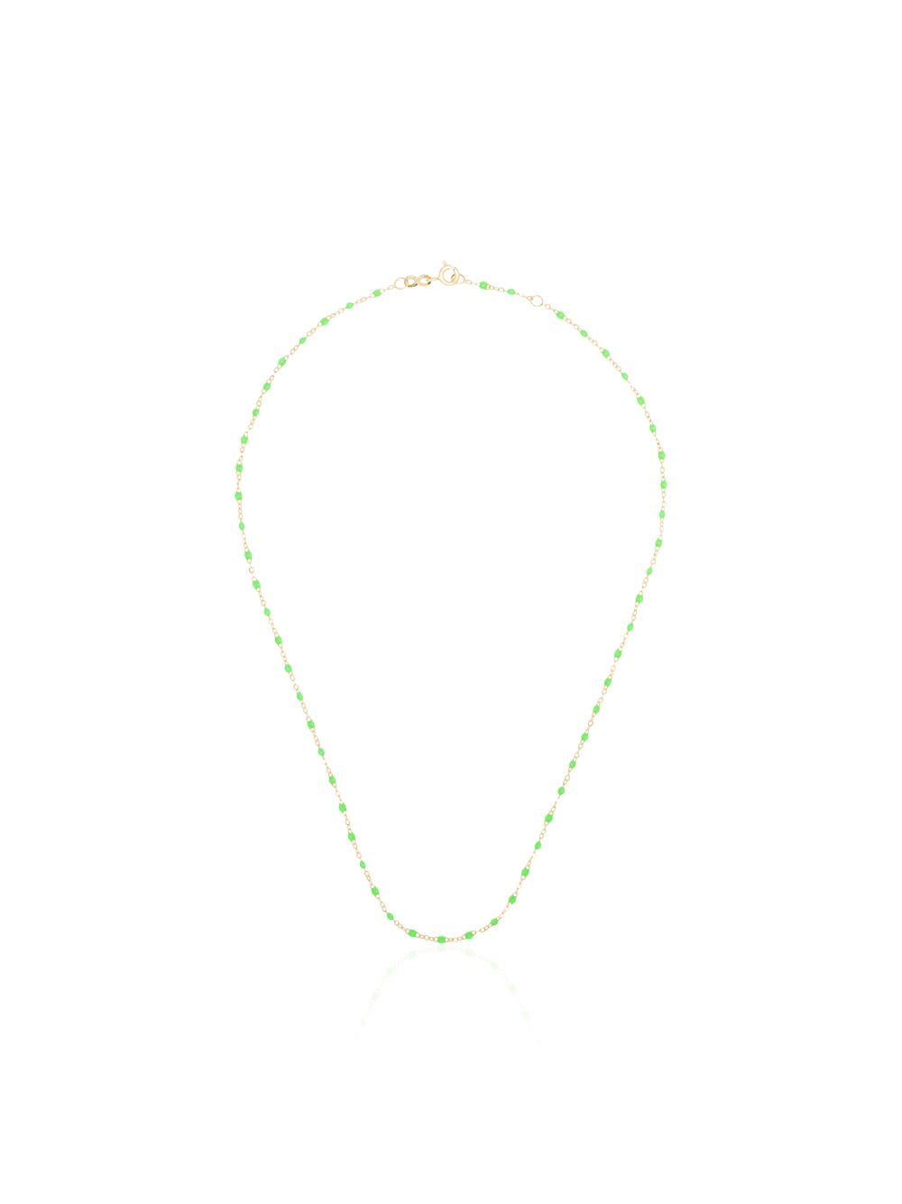 Shop Gigi Clozeau 18kt Yellow Gold And Green Beaded Necklace In 36 Green