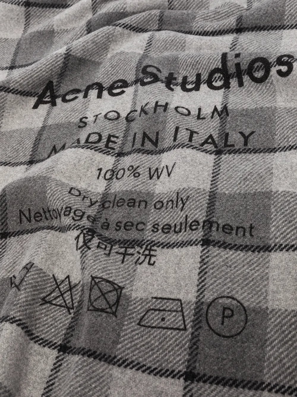 ACNE STUDIOS GREY CASSIAR CHECKED WOOL SCARF,CA002614574473