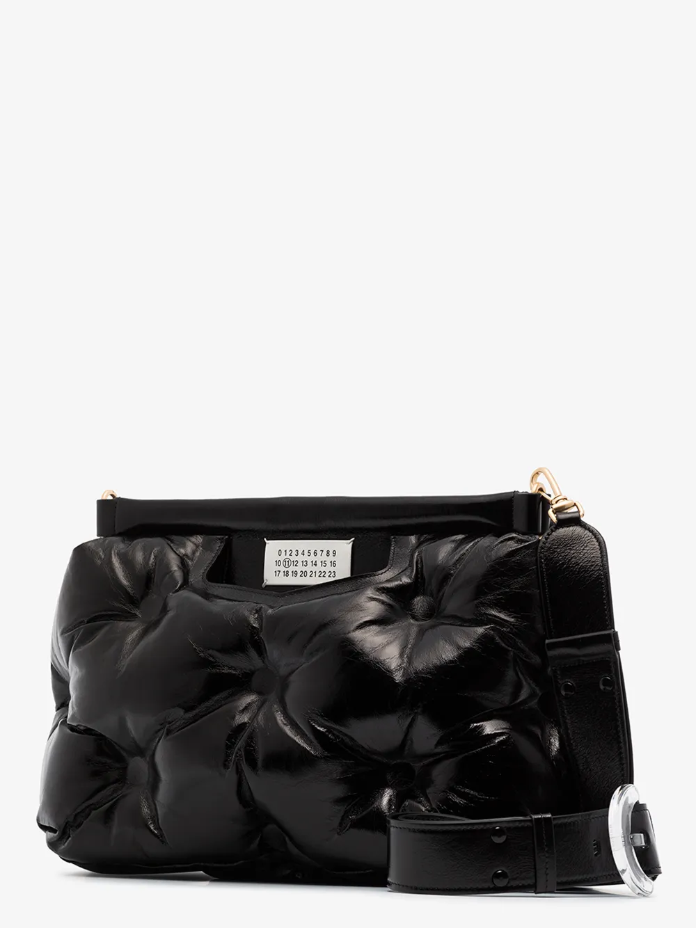 MAISON MARGIELA BLACK GLAM SLAM PADDED LEATHER SHOULDER BAG,S61WG0034PS29814574604