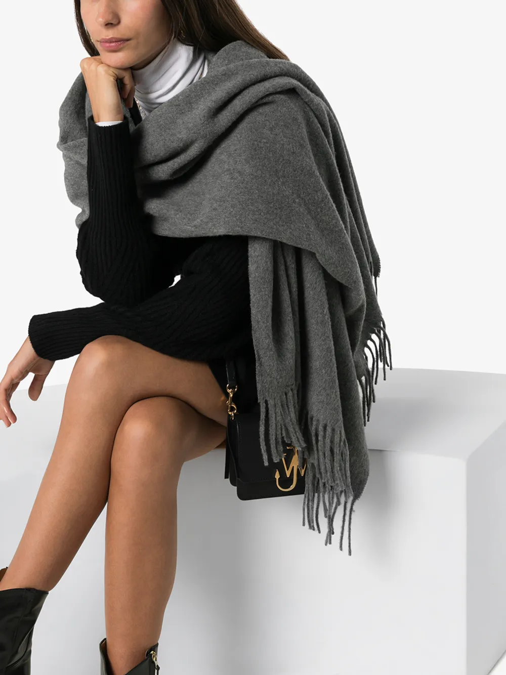 ACNE STUDIOS GREY CANADA NEW WOOL SCARF,27117614574628