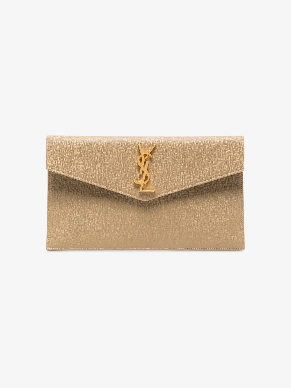 Saint Laurent Large Uptown Leather Pouch In Neutrals