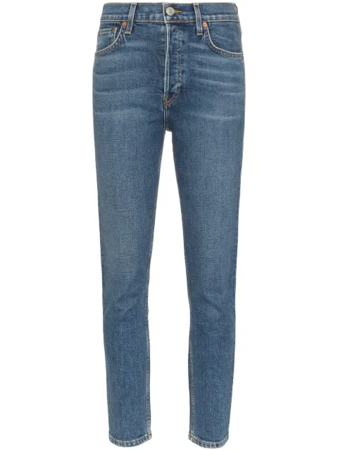Click to view more detailed imagery on our partner's website Re/done 90s Comfort Stretch High-rise Ankle Crop Skinny Jeans In Blue