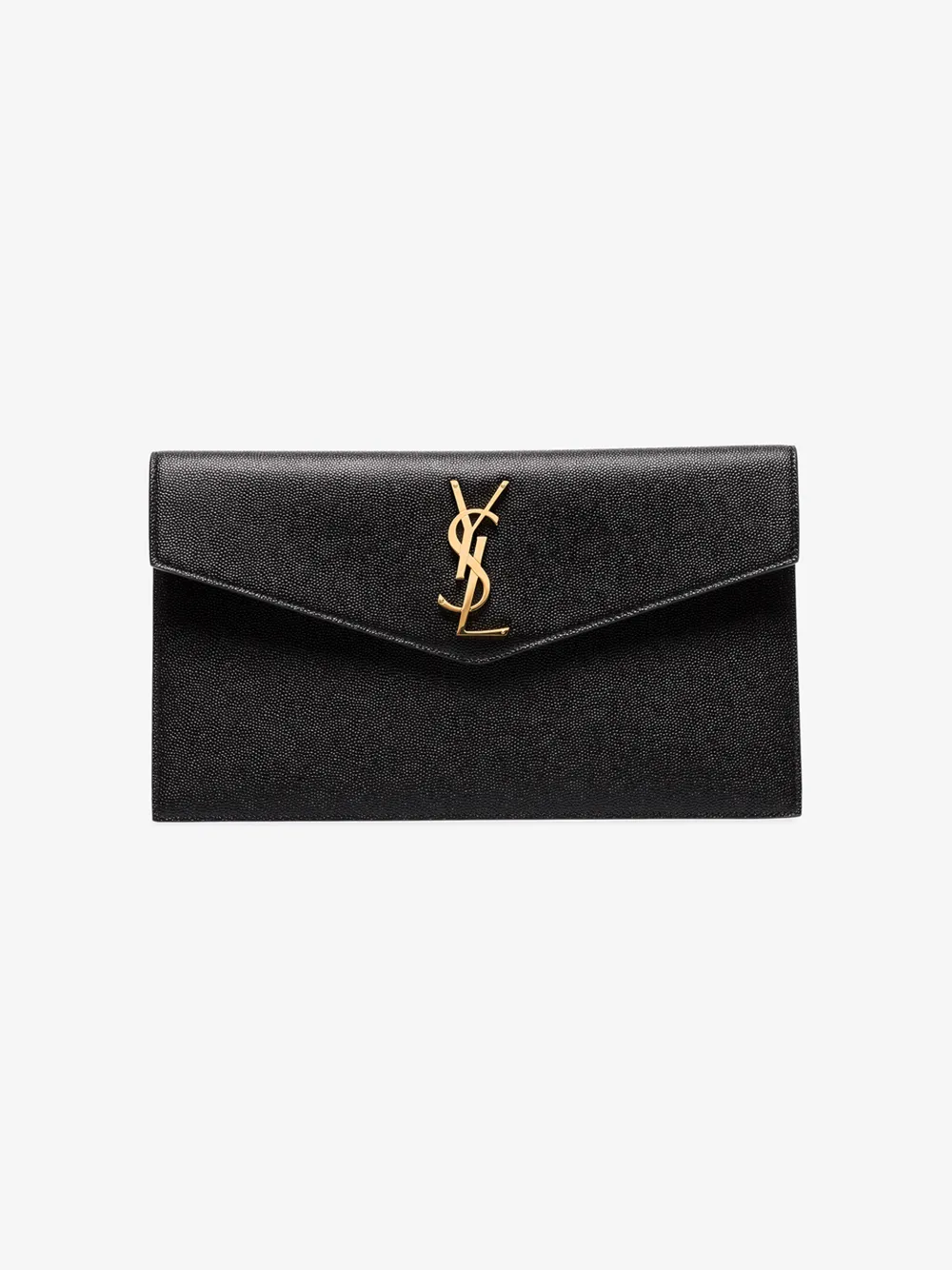 Saint Laurent Large Uptown Monogram-plaque Wallet In Black