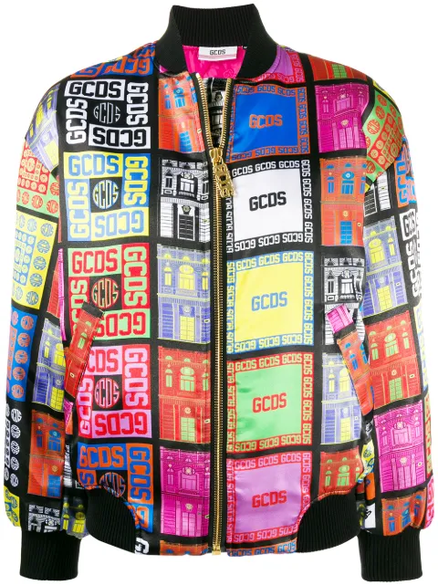 GCDS LOGO PRINT BOMBER JACKET