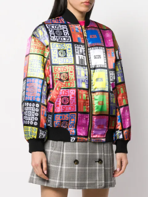 GCDS LOGO PRINT BOMBER JACKET