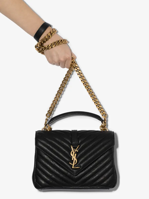 medium college quilted leather shoulder bag
