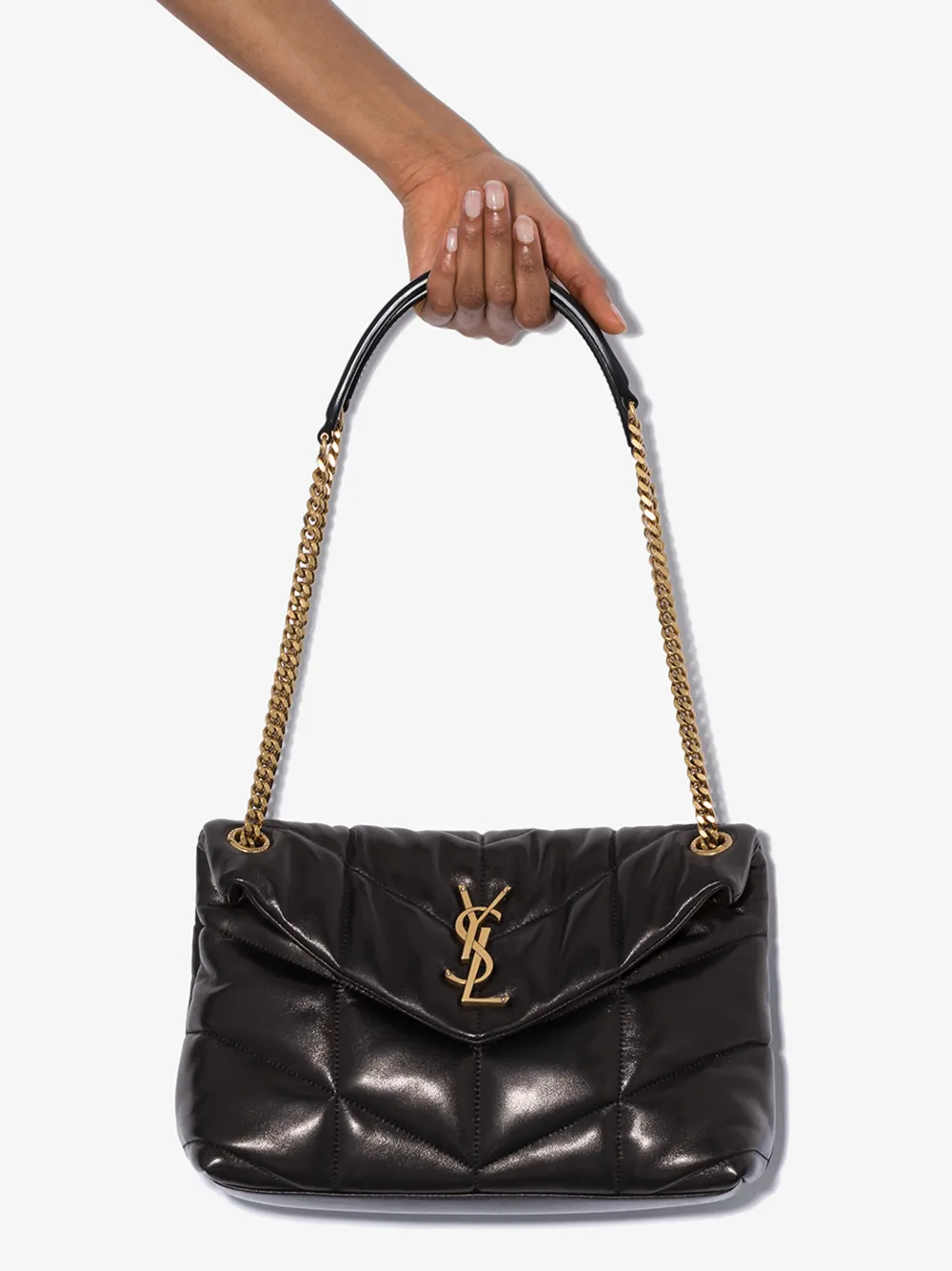 Saint Laurent Black Loulou Puffer Small Leather Shoulder Bag ModeSens