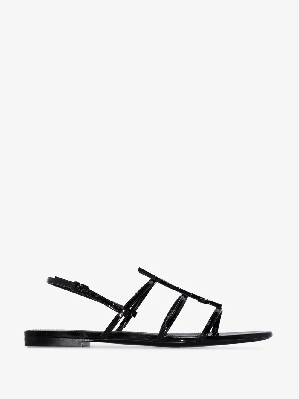 SAINT LAURENT SAINT LAURENT BLACK CASSANDRA LOGO LEATHER SANDALS,5522450NPVV14574992